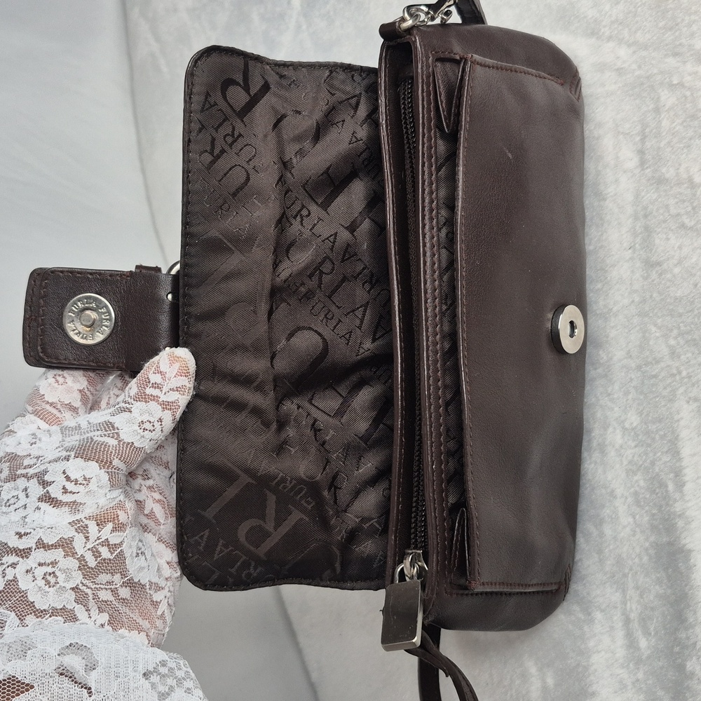 Furla Chocolate Brown Leather Shoulder Handbag - Picture 10 of 17